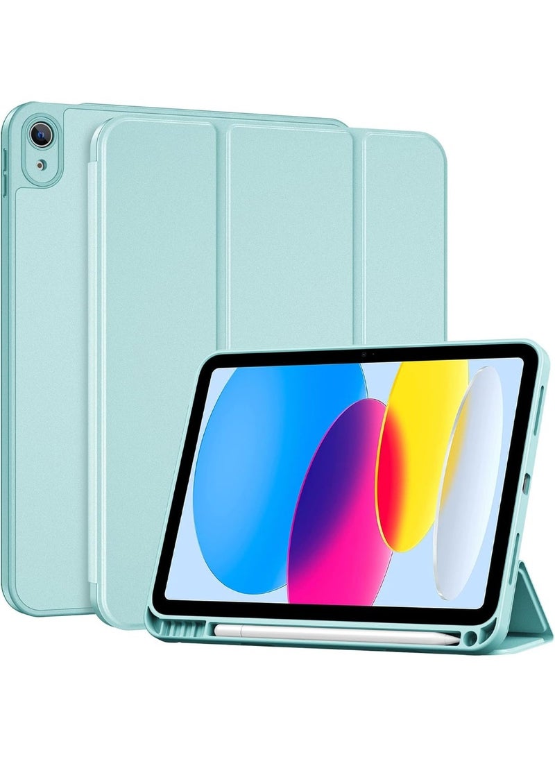 Case for iPad A16 2025 11th Generation 11 Inch/iPad 10th Generation 2022 10.9 Inch with Pencil Holder Durable PU Leather Flexible TPU Back Drop Resistant Protective Case Auto Wake/Sleep (Turqoise) - Image 1